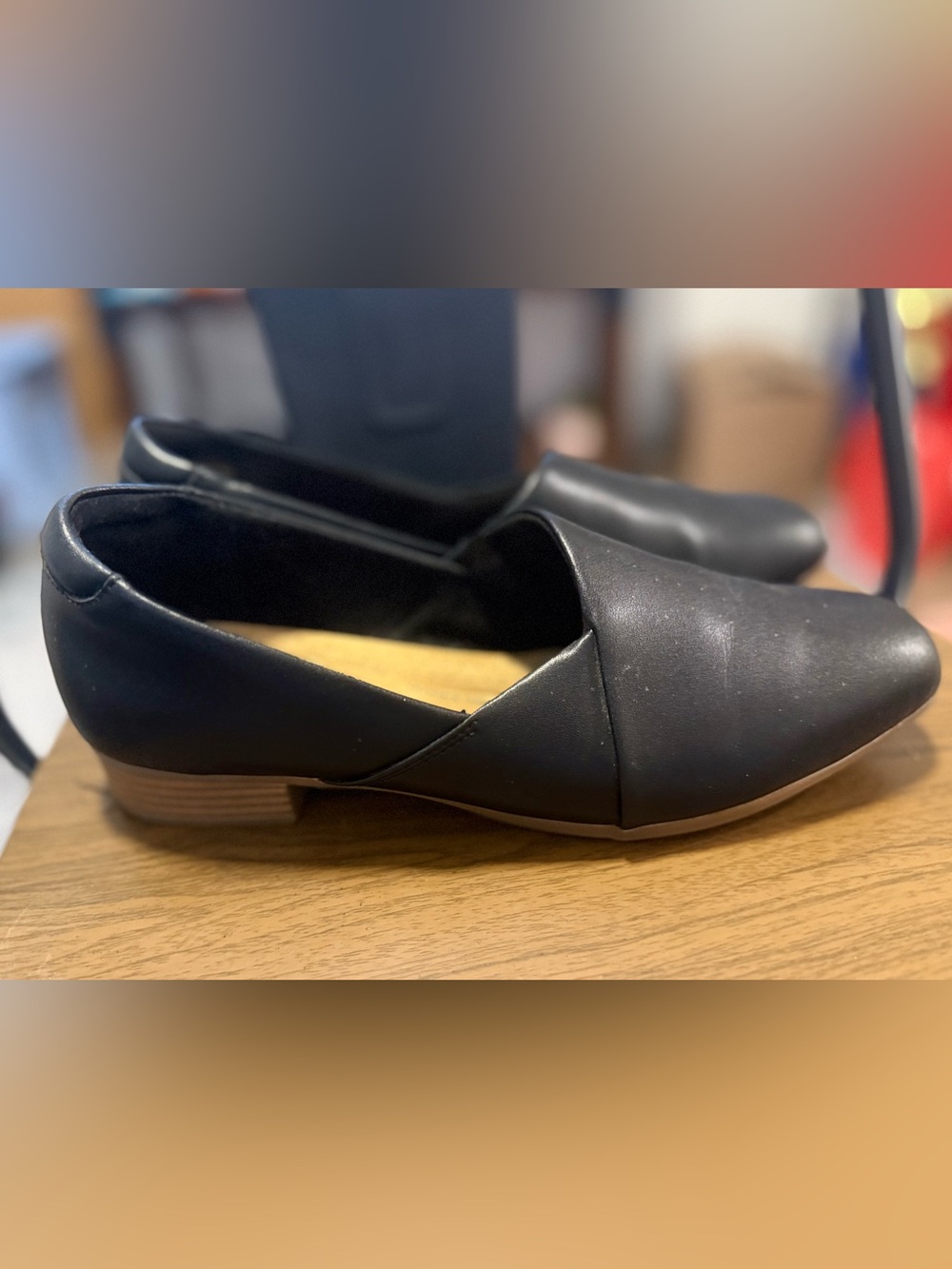 Clarks Collection Women’s 9 M Black D’Orsay Flats Ultimate Comfort Slip On Shoes